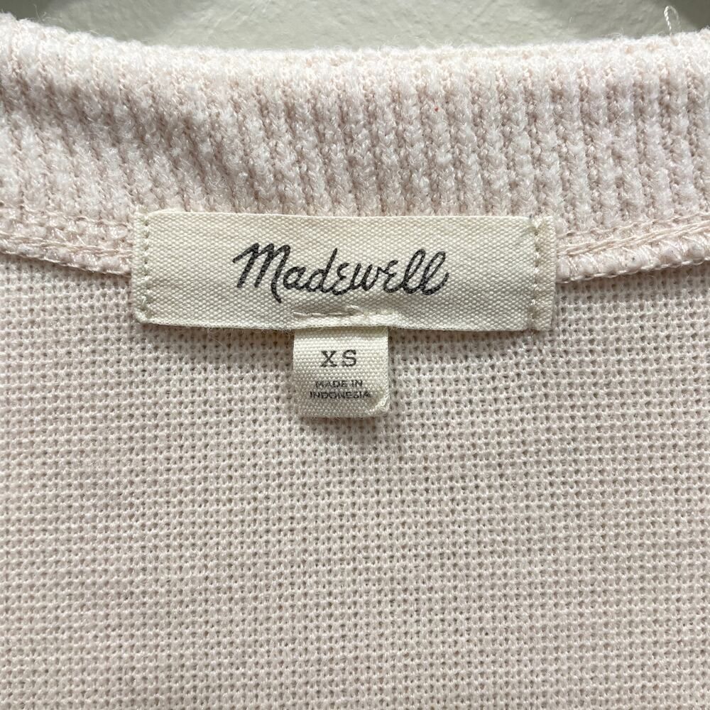 Madewell Ottoman Rib Cardigan Top Bleached Linen - Size: XS - Picture 3 of 10
